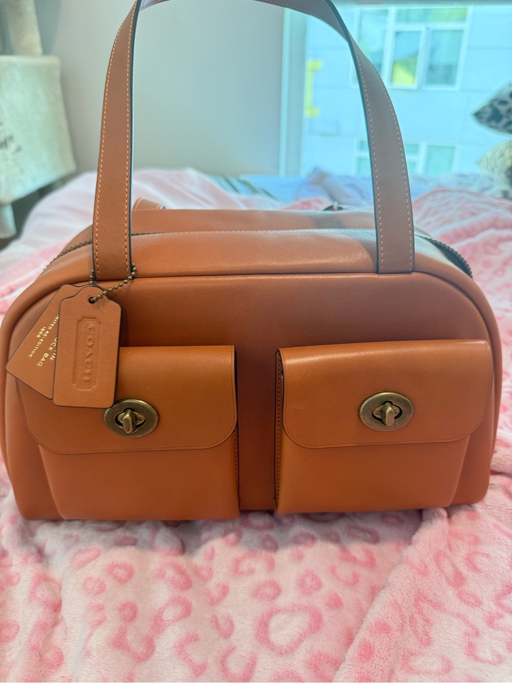 Coach Caramel Leather Double-Pocket Shoulder Bag